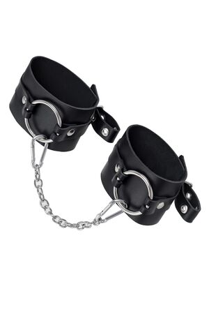 Черные оковы из толстой кожи с люверсами